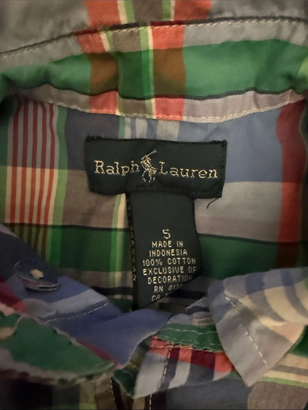 Ralph Lauren Blue Green Red Plaid Button-Down Shirt
